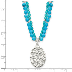 Sterling Silver Recon Magnesite, Indicolite Quartz 2in ext Necklace