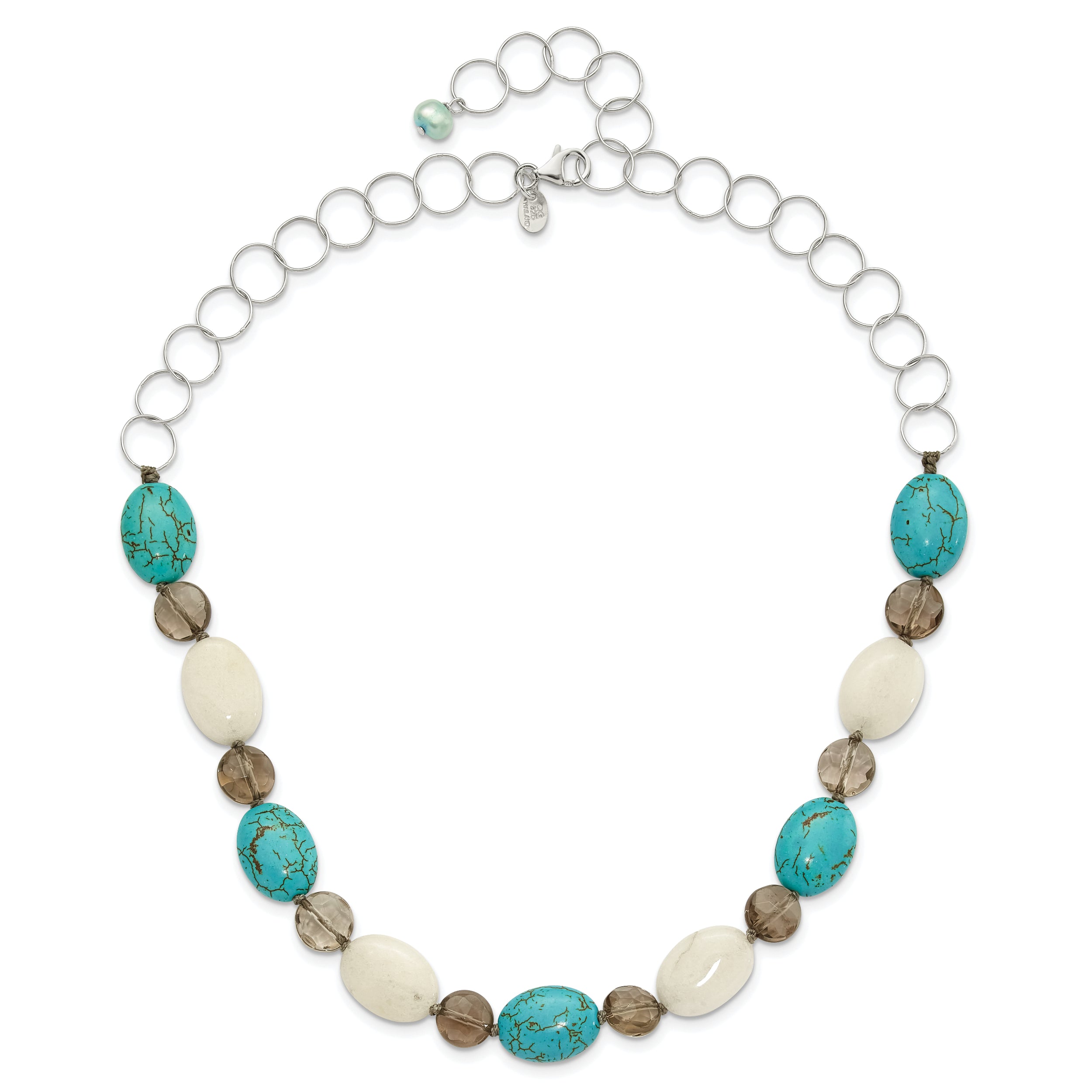 Sterling Silver FWC Pearl, Jade, Recon Magnesite, Quartz Necklace