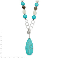 Sterling Silver Jade, Howlite, Recon Magnesite, Quartz Necklace