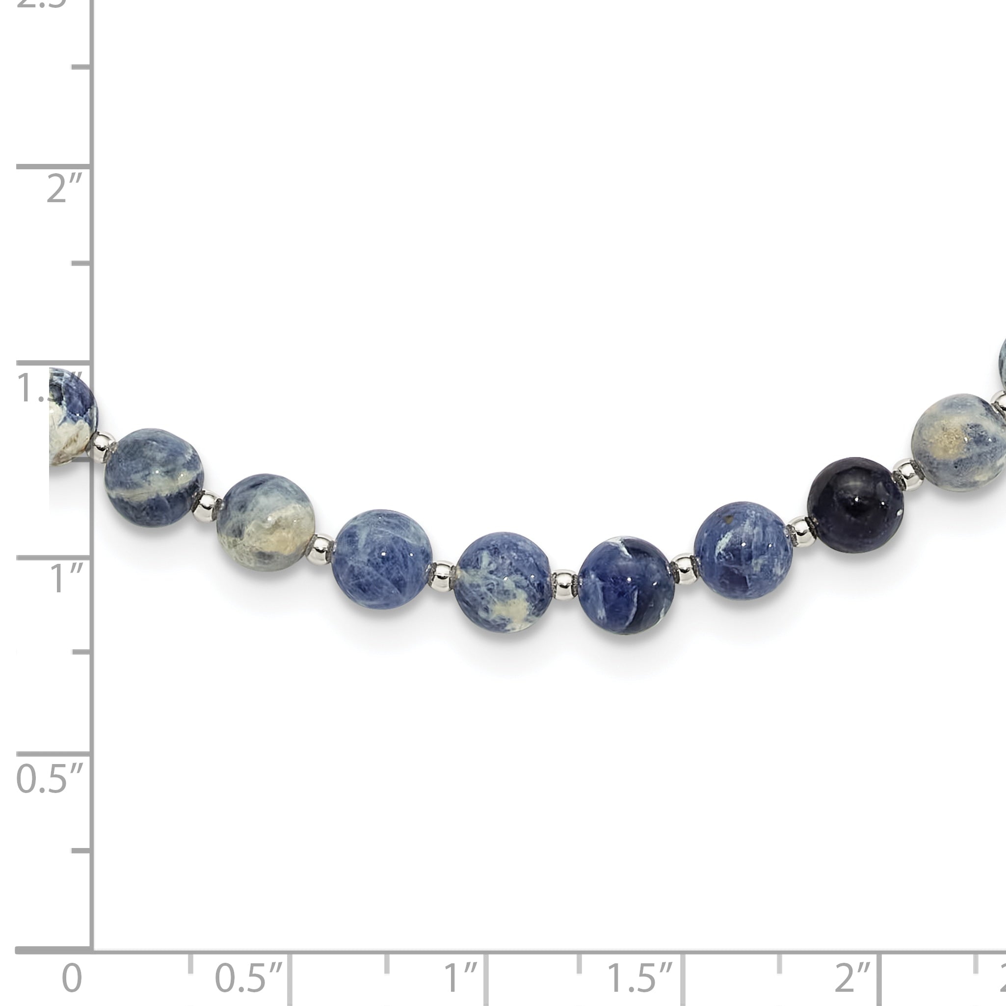 Sterling Silver Blue Sodalite Beaded 19in w/2in ext Necklace