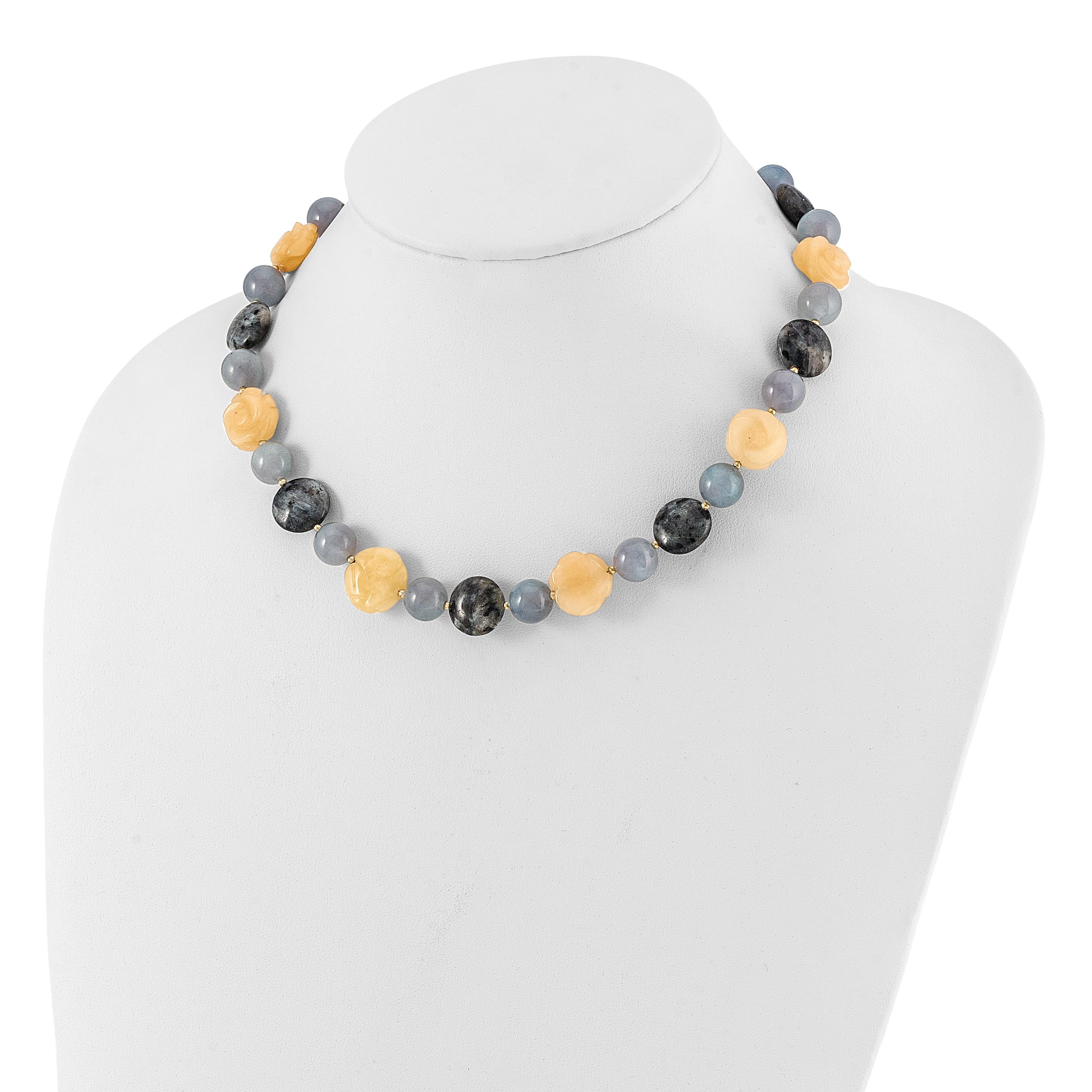 Sterling Silver Gold-plated Agate/Labradorite/Jade 2in ext. Necklace