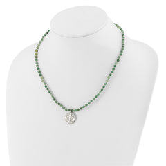 Sterling Silver Aventurine Beaded 18.5in w/1.75in ext Necklace