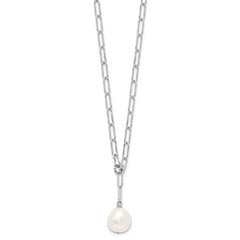 Sterling Silver RH-plated 12-13mm FWC Pearl Adjustable 24in Necklace