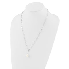 Sterling Silver RH-plated 12-13mm FWC Pearl Adjustable 24in Necklace