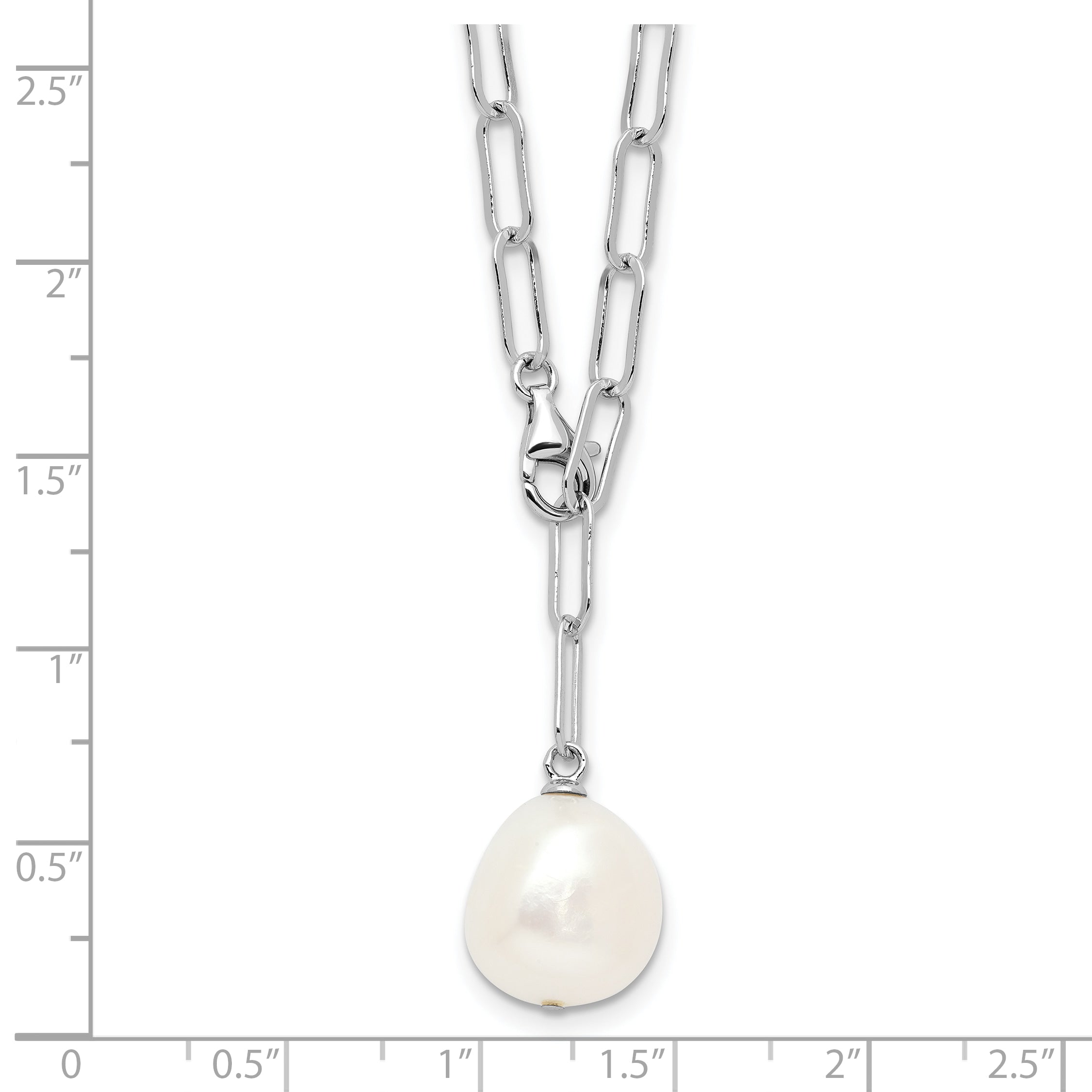 Sterling Silver RH-plated 12-13mm FWC Pearl Adjustable 24in Necklace