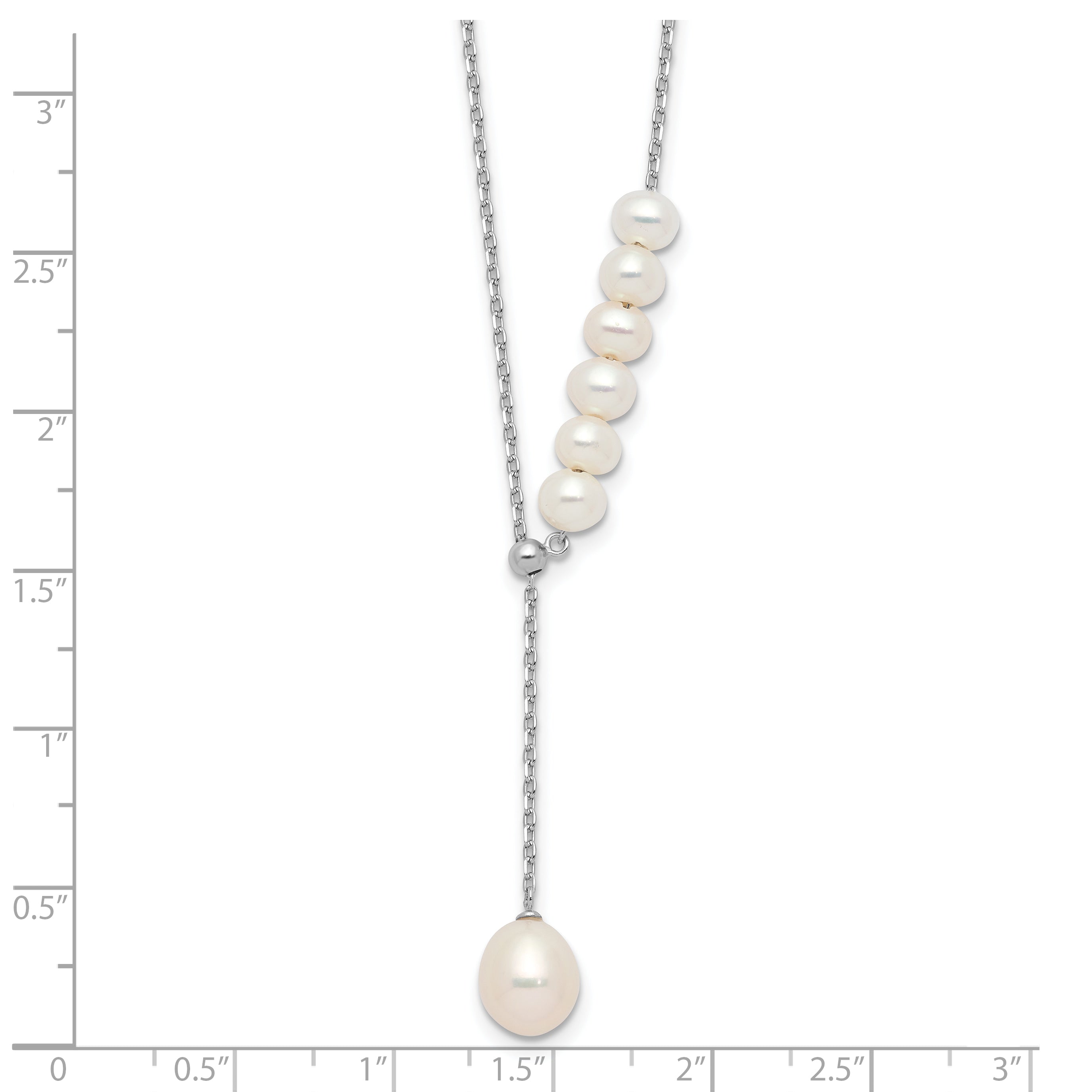 Sterling Silver RH-plated 4.5-8.5mm FWC Pearl w/1.75in ext Necklace