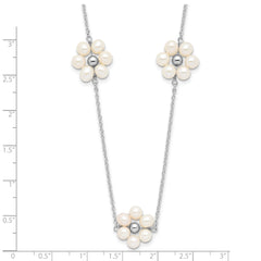 Sterling Silver RH-plated 4-5mm FWC Pearl Flower w/1.75in ext Necklace