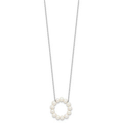 Sterling Silver Rhodium-plated 4-5mm FWC Pearl Circle 18in Necklace