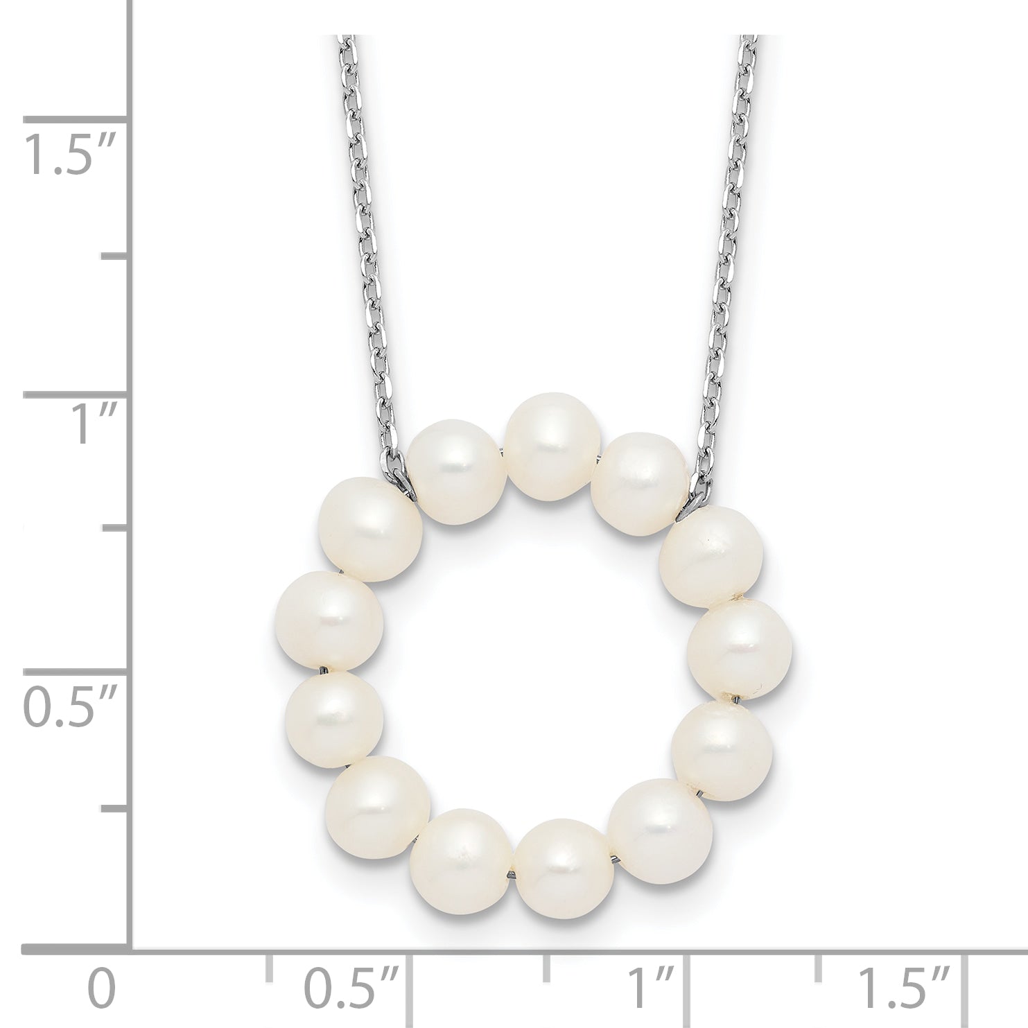 Sterling Silver Rhodium-plated 4-5mm FWC Pearl Circle 18in Necklace