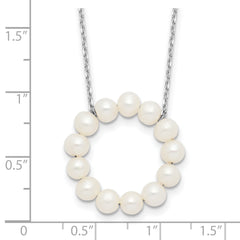 Sterling Silver Rhodium-plated 4-5mm FWC Pearl Circle 18in Necklace