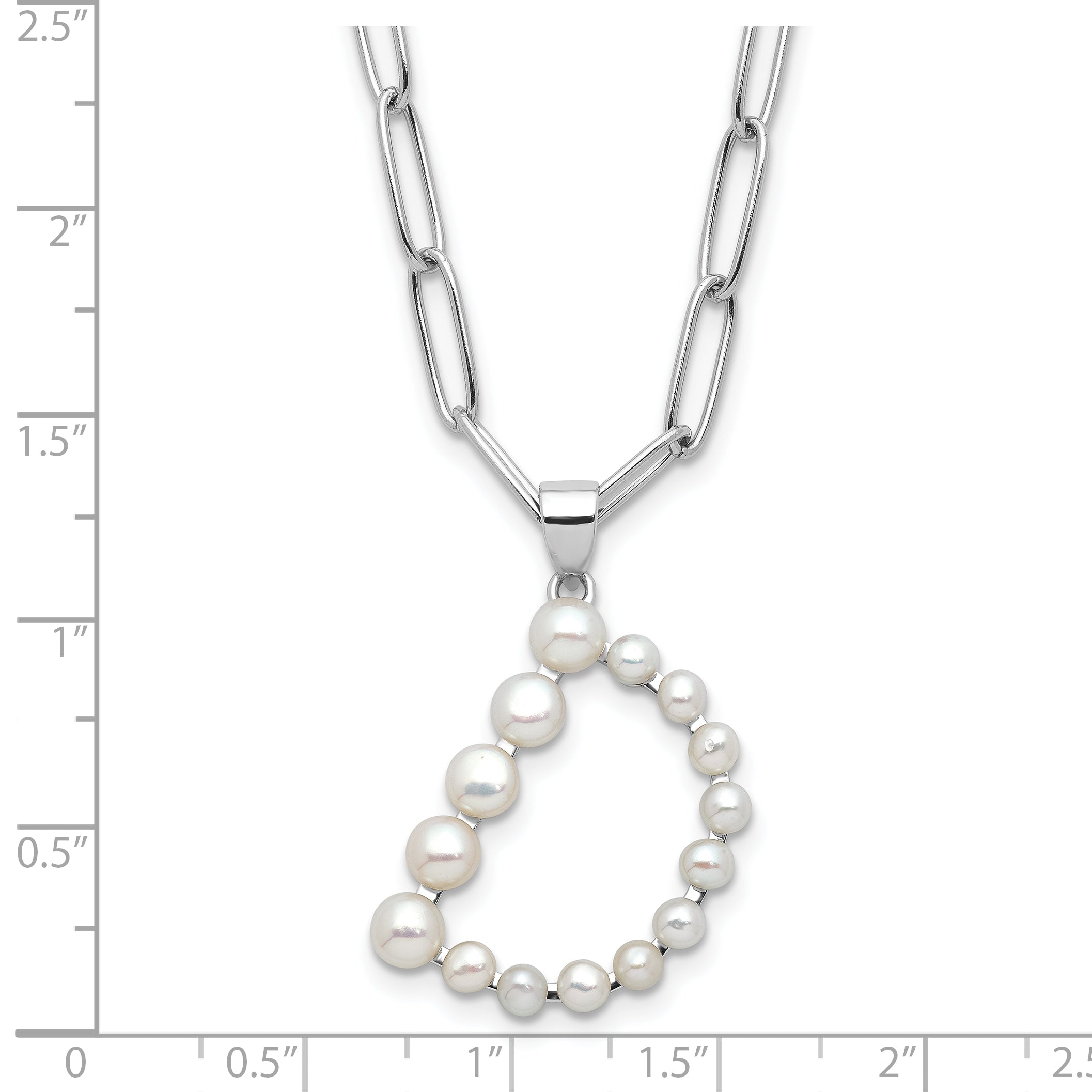 Sterling Silver RH-plated 3-5.5mm FWC Pearl LETTER D 18in Necklace