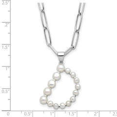 Sterling Silver RH-plated 3-5.5mm FWC Pearl LETTER D 18in Necklace