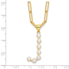 Sterling Silver Gold-plated 3-5.5mm FWC Pearl LETTER J 18in Necklace