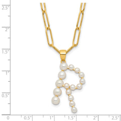 Sterling Silver Gold-plated 3-5.5mm FWC Pearl LETTER R 18in Necklace