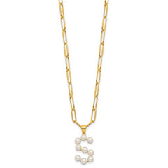 Sterling Silver Gold-plated 3-5.5mm FWC Pearl LETTER S 18in Necklace