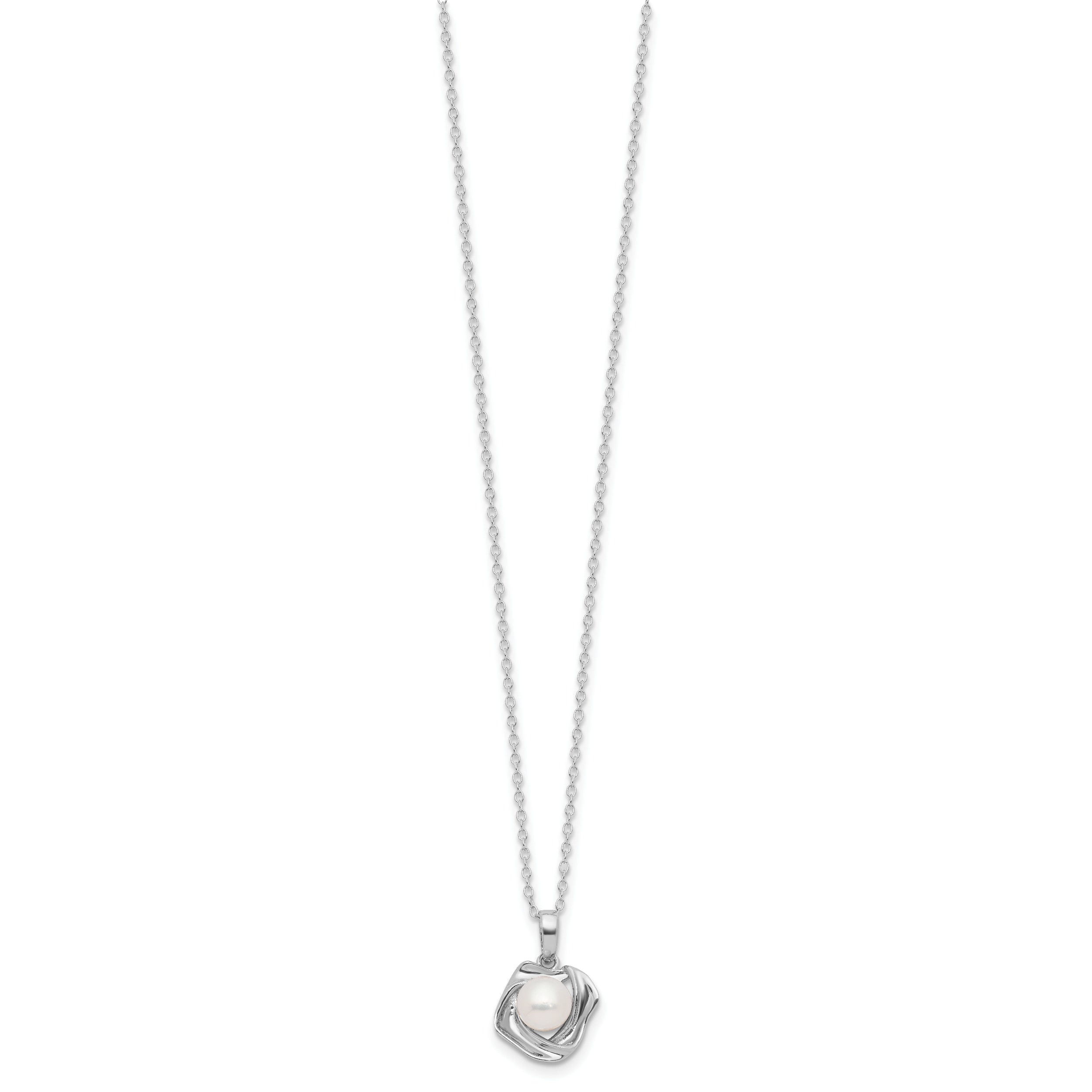 Sterling Silver Rhodium-plated 5-7mm FWC Pearl 18in Necklace/Earring Set