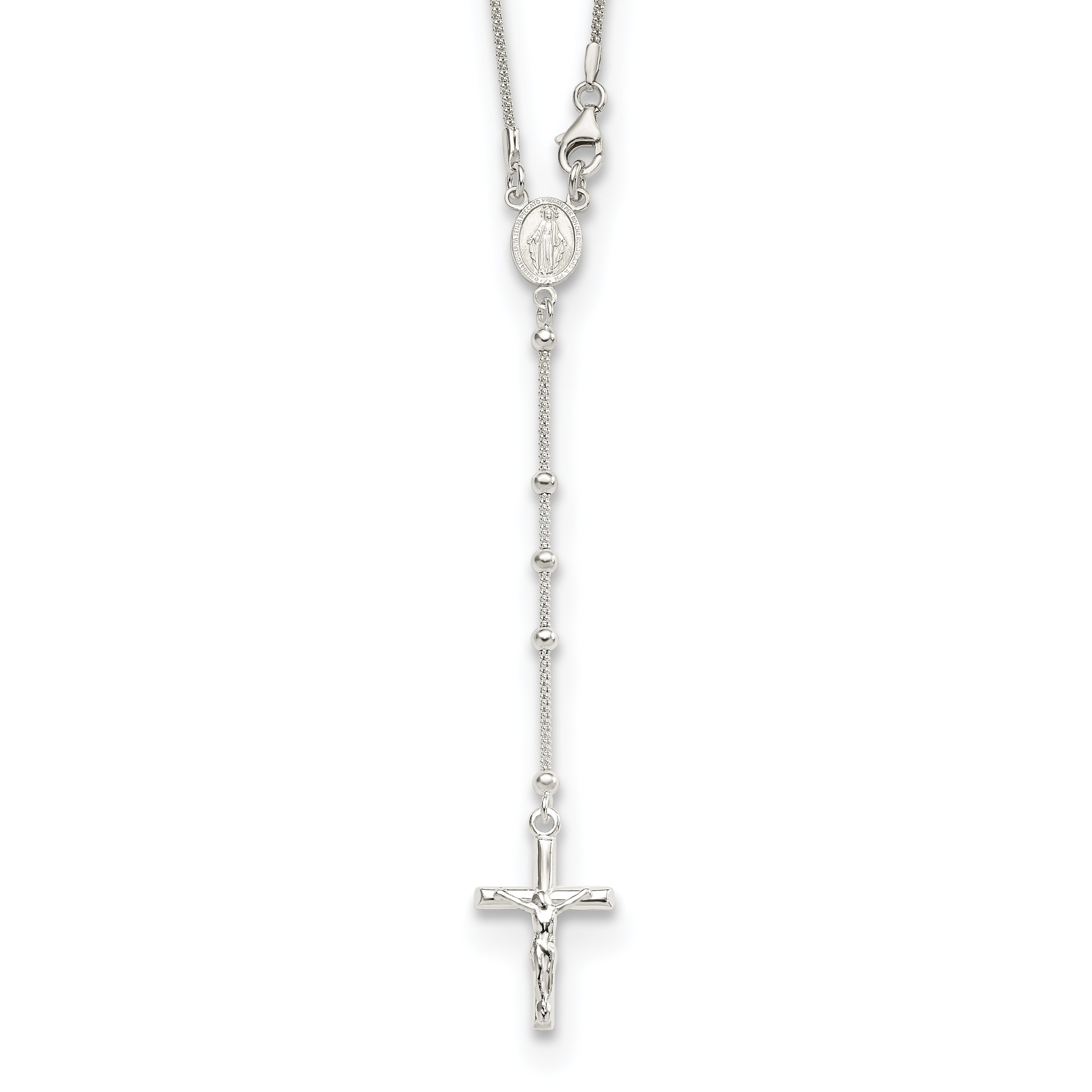 Sterling Silver 24in Rosary Necklace