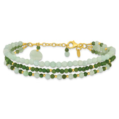 Sterling Silver Gold-plated Amazonite Heart 7in w/1in ext. Bracelet