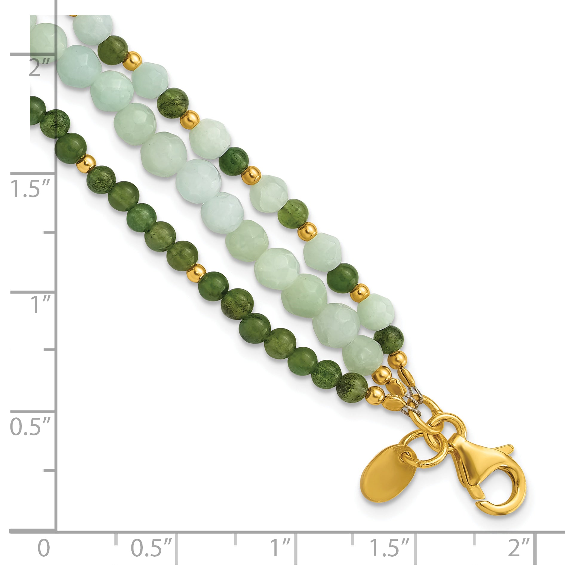 Sterling Silver Gold-plated Amazonite Heart 7in w/1in ext. Bracelet