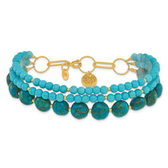 Sterling Silver Gold-plated Recon Zircon and Turquoise 8in Bracelet