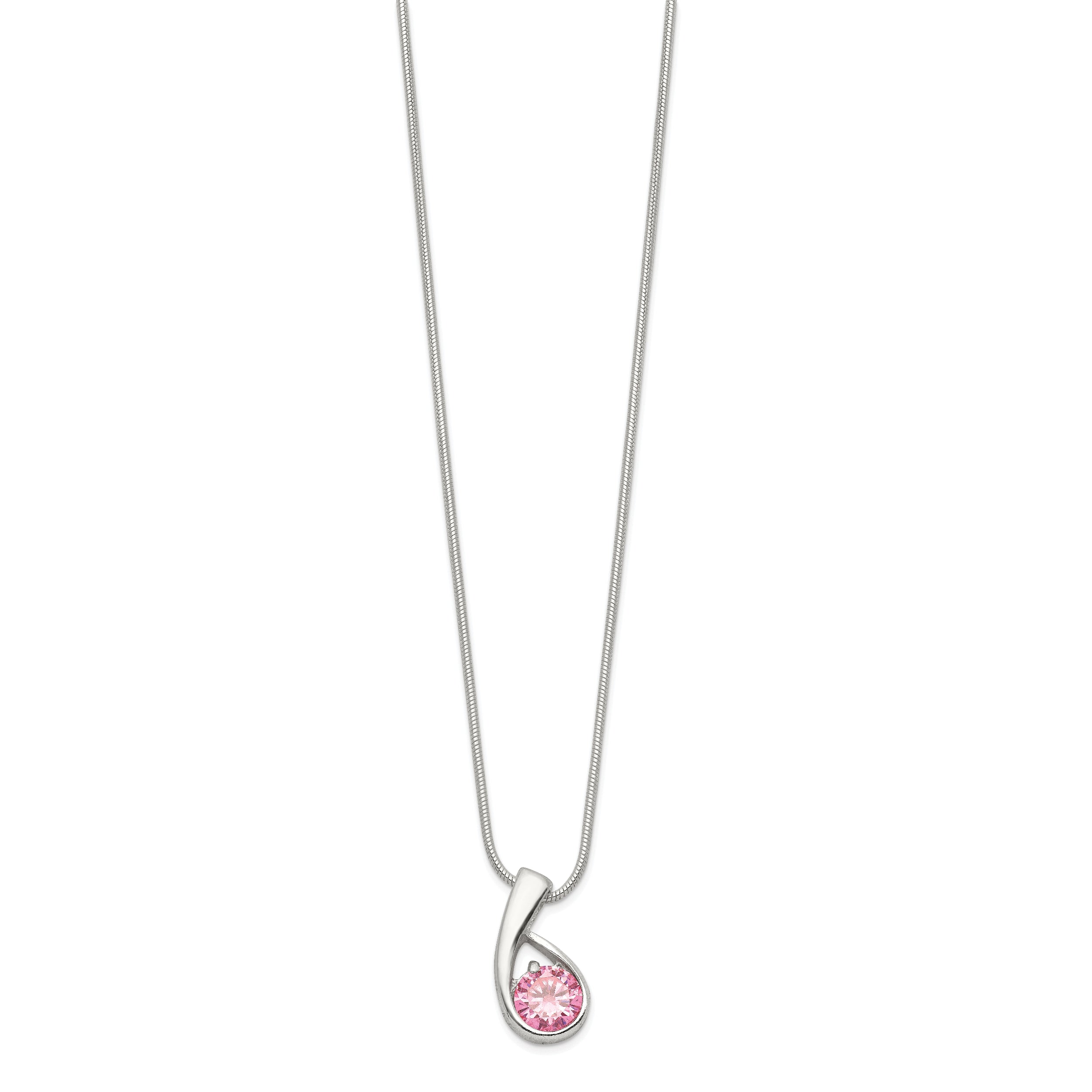 Sterling Silver Pink CZ Necklace