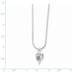 Sterling Silver Purple CZ Heart Necklace