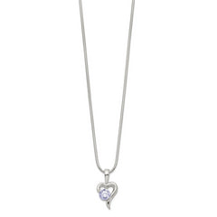 Sterling Silver Purple CZ Heart Necklace