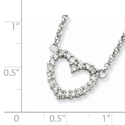 Sterling Silver Rhodium-plated Open Heart CZ 16 inch Necklace