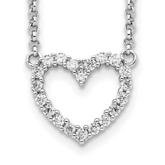 Sterling Silver Rhodium-plated Open Heart CZ 16 inch Necklace