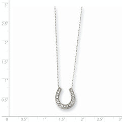 Sterling Silver Rhodium-plated 16in w/2in ext CZ Horseshoe Necklace