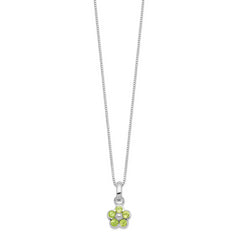 Sterling Silver Peridot Flower Pendant Necklace