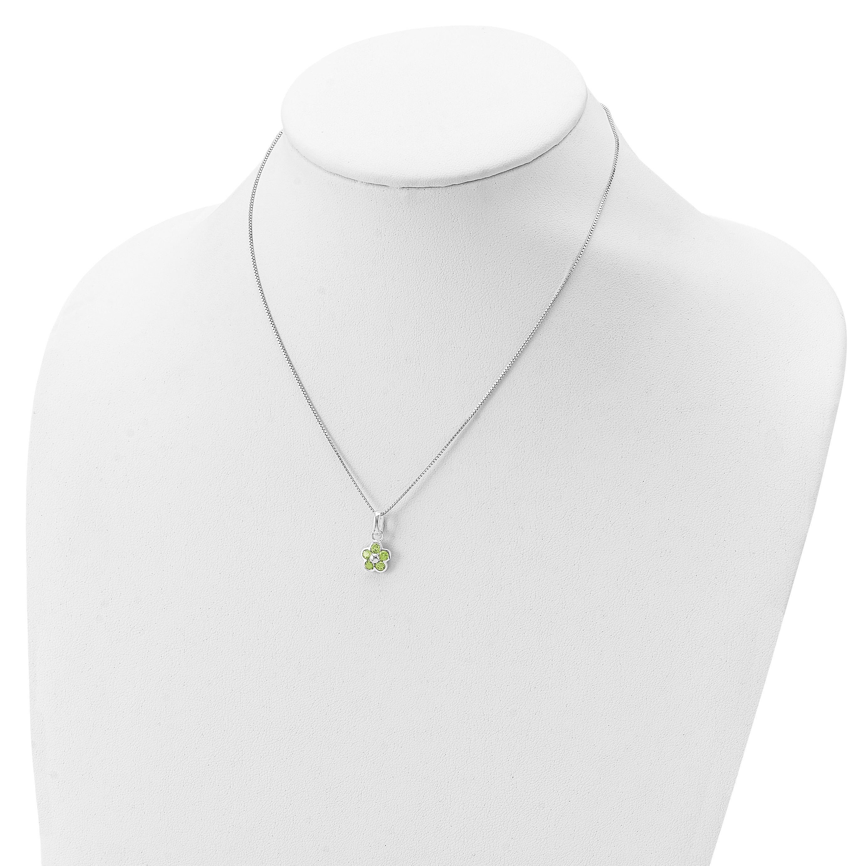 Sterling Silver Peridot Flower Pendant Necklace