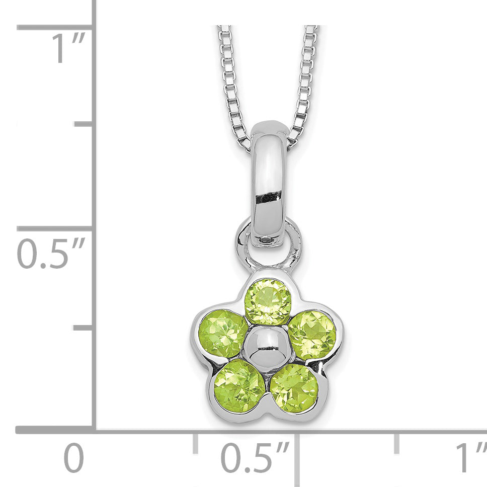 Sterling Silver Peridot Flower Pendant Necklace