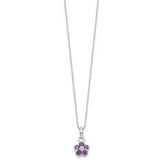 Sterling Silver Amethyst Flower Pendant Necklace