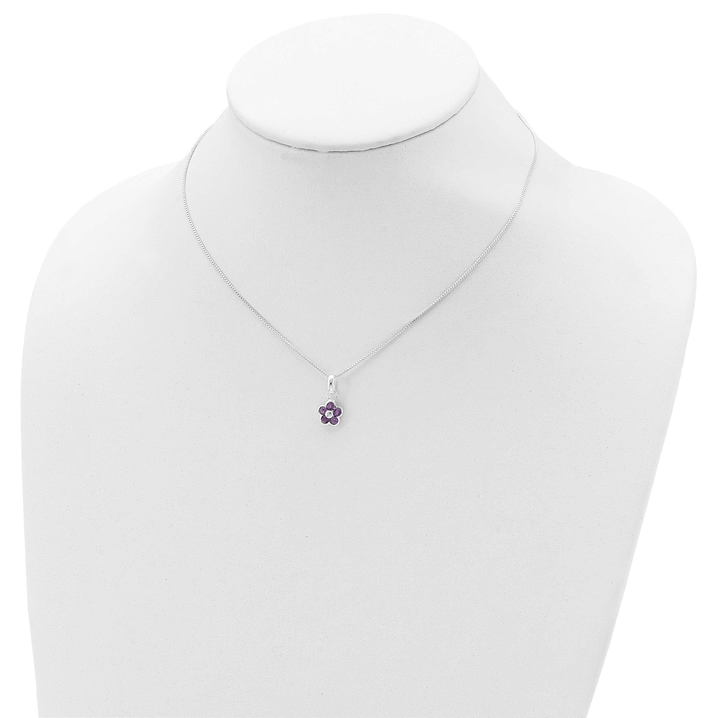 Sterling Silver Amethyst Flower Pendant Necklace