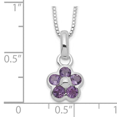 Sterling Silver Amethyst Flower Pendant Necklace