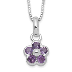 Sterling Silver Amethyst Flower Pendant Necklace