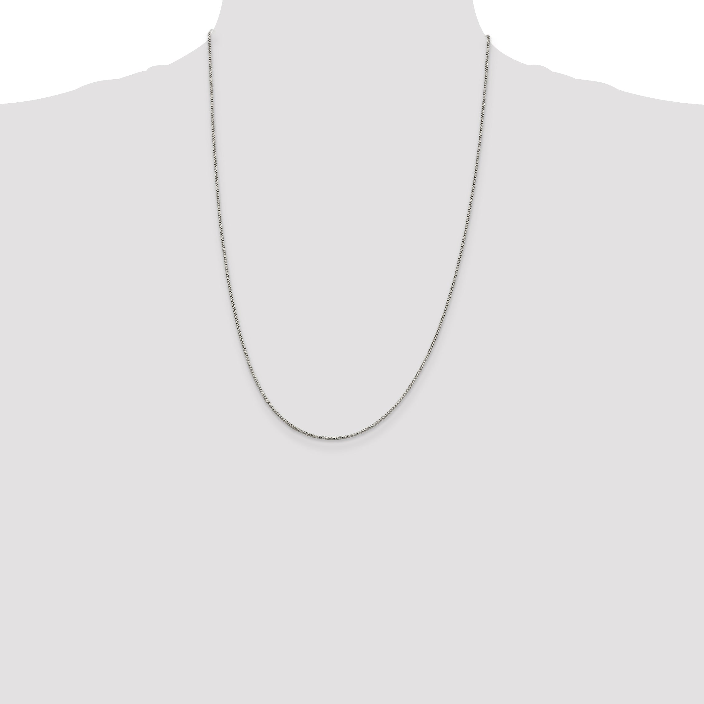 Sterling Silver Rhodium-plated 1.25mm Round Box Chain