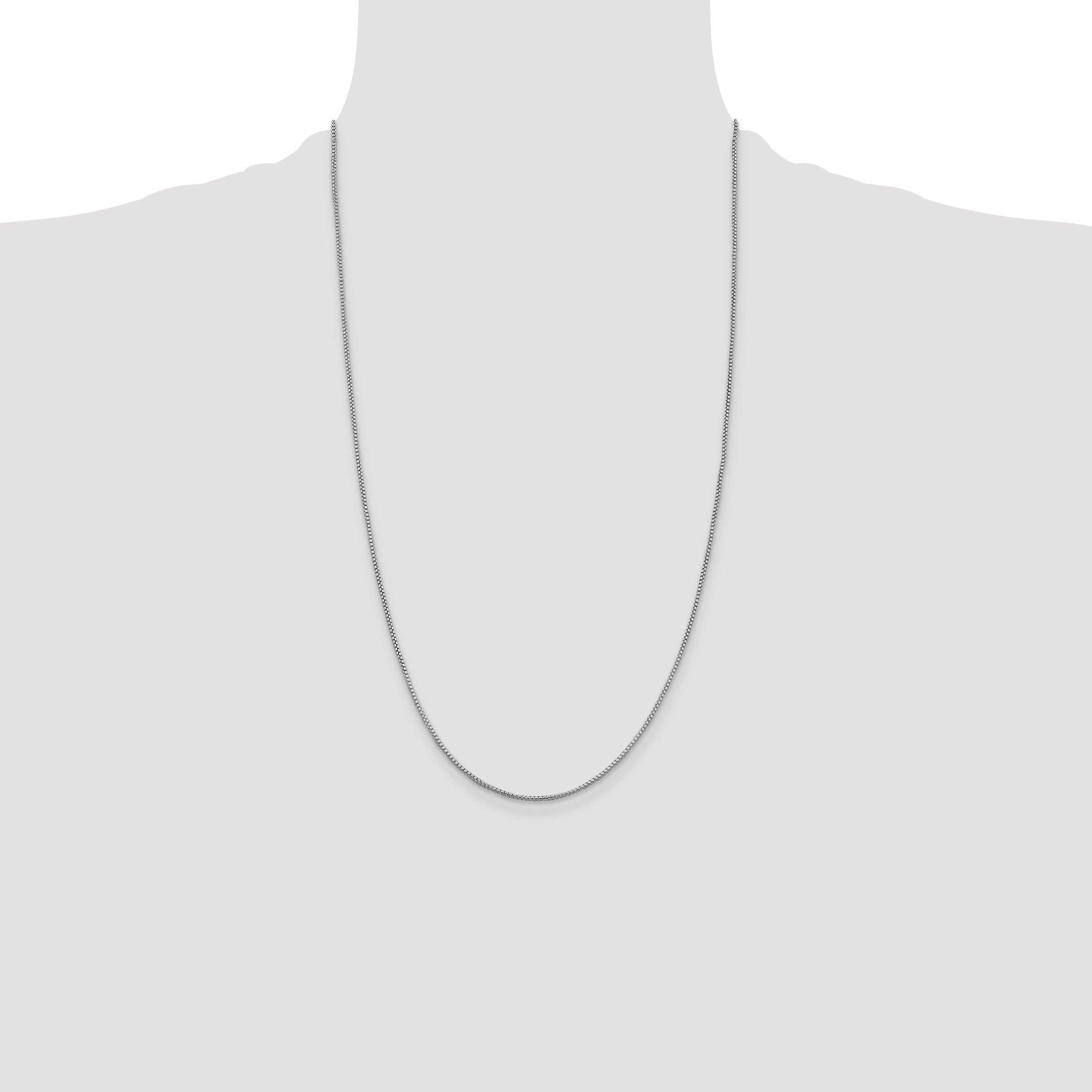 Sterling Silver Rhodium-plated 1.25mm Round Box Chain