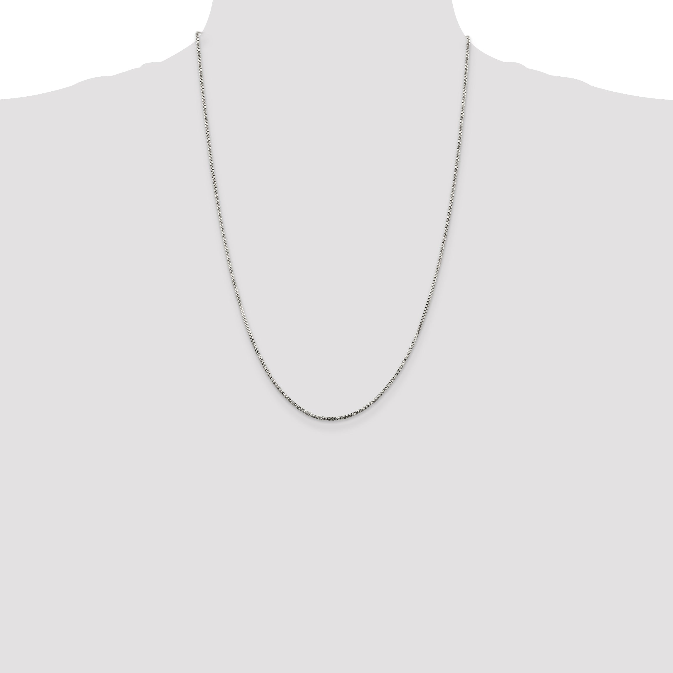 Sterling Silver Rhodium-plated 1.5mm Round Box Chain