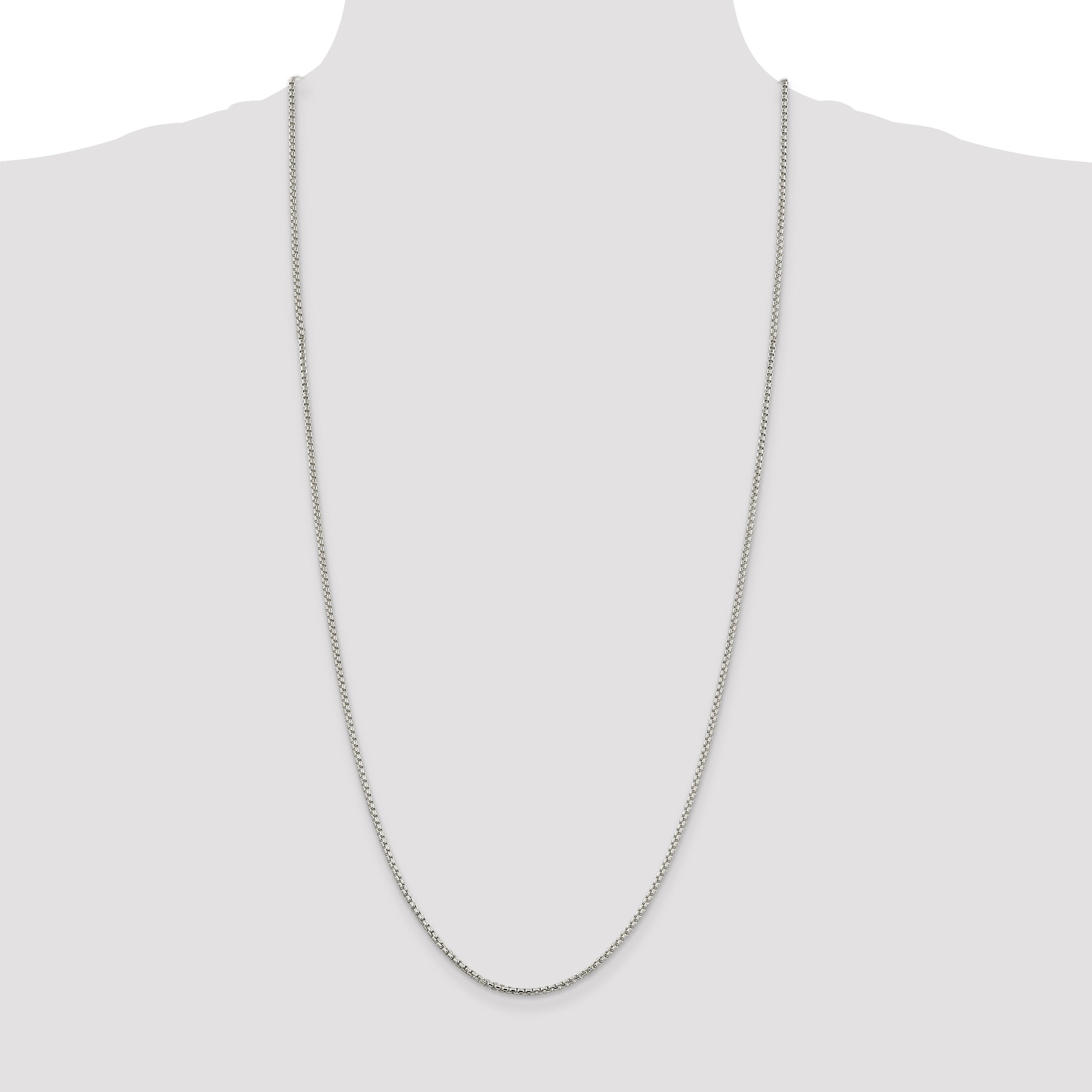 Sterling Silver 2mm Round Box Chain