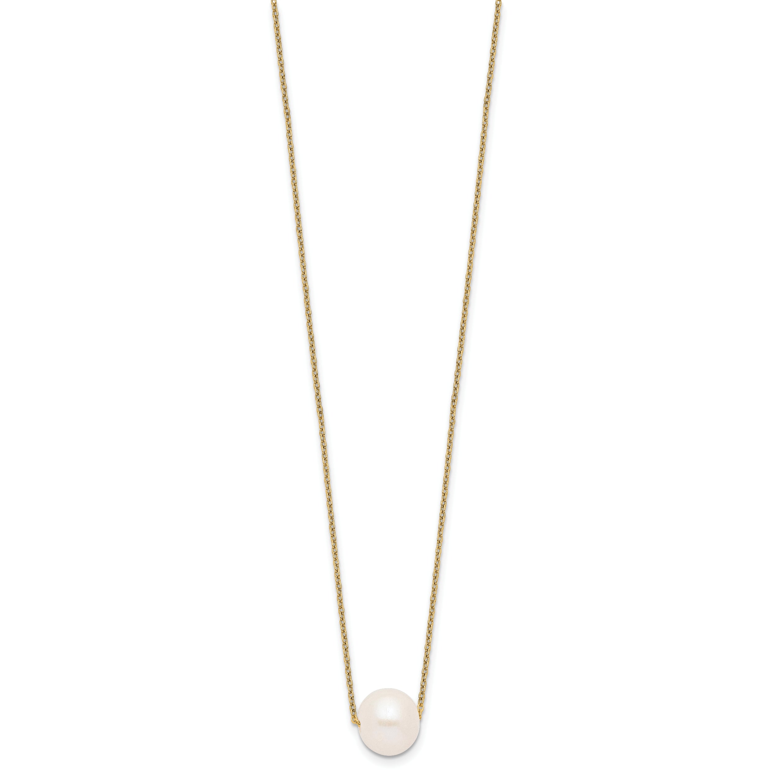 Sterling Silver Gold-tone 10-11mm White Near Round FWC Pearl Necklace