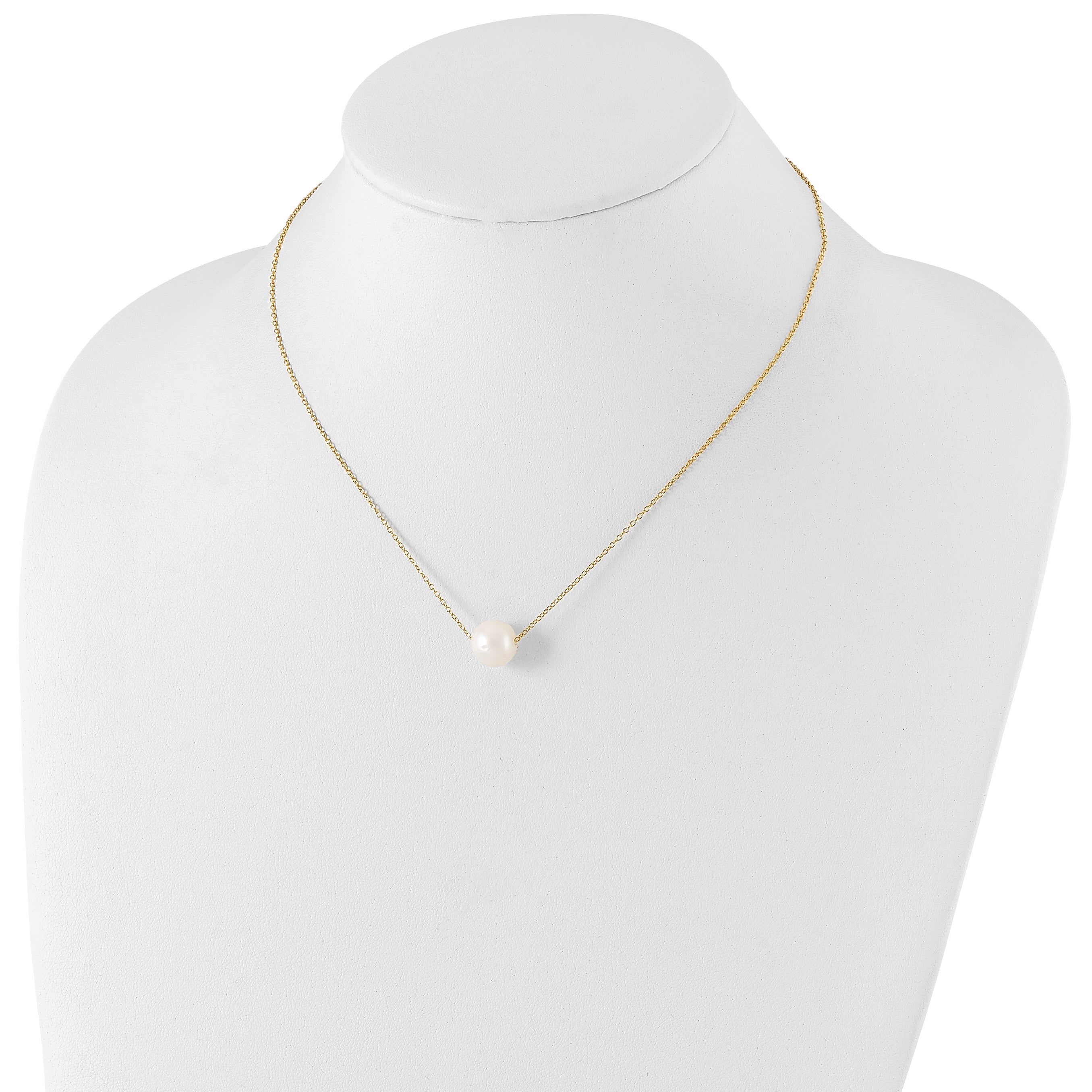 Sterling Silver Gold-tone 10-11mm White Near Round FWC Pearl Necklace