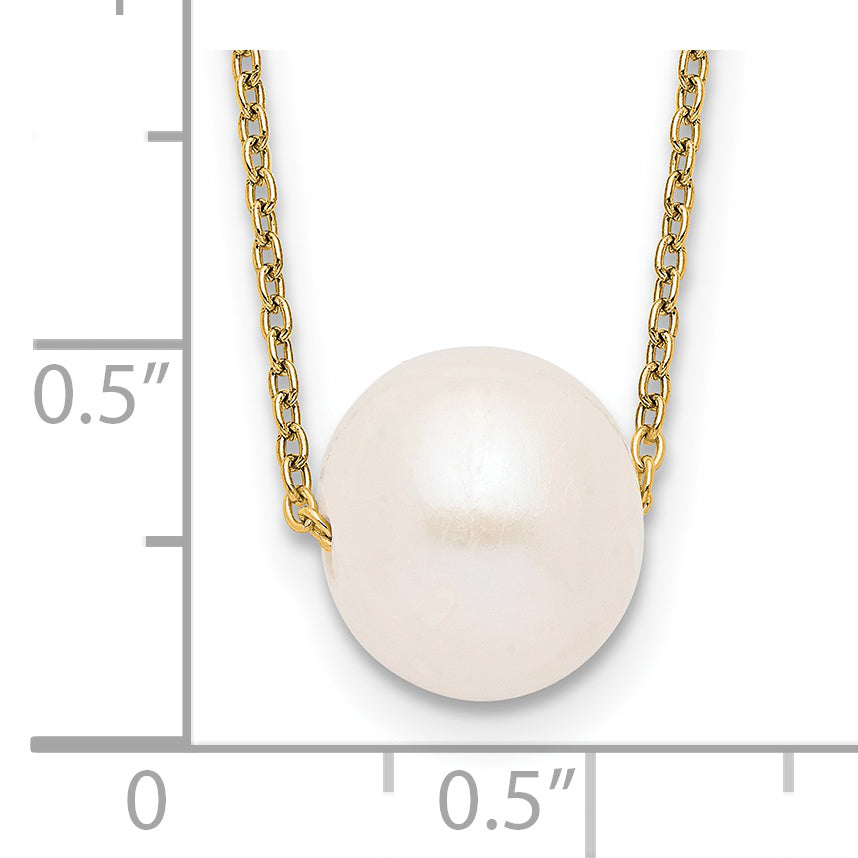 Sterling Silver Gold-tone 10-11mm White Near Round FWC Pearl Necklace