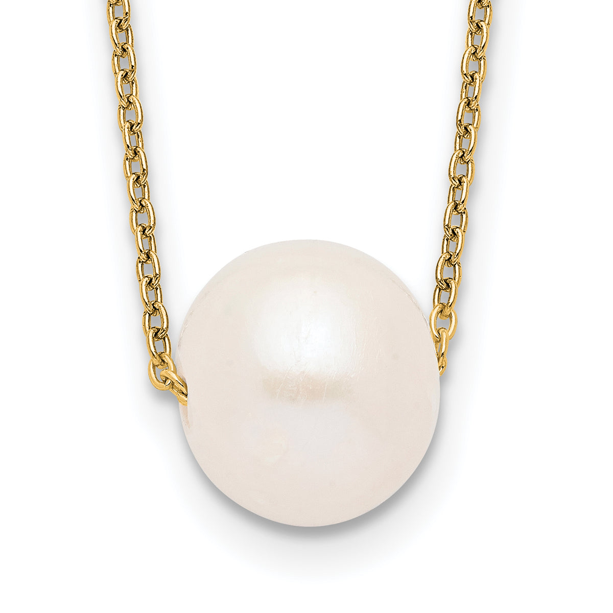 Sterling Silver Gold-tone 10-11mm White Near Round FWC Pearl Necklace