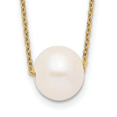 Sterling Silver Gold-tone 10-11mm White Near Round FWC Pearl Necklace