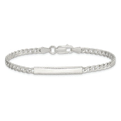 Sterling Silver Diamond-cut Engraveable Curb Link ID Bracelet