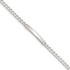 Sterling Silver Diamond-cut Engraveable Curb Link ID Bracelet