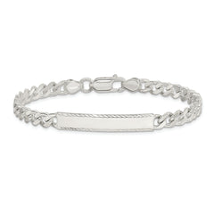 Sterling Silver Diamond-cut Engraveable Curb Link ID Bracelet