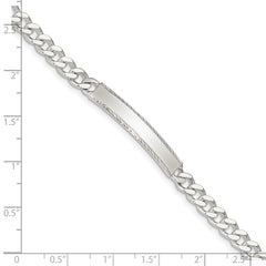 Sterling Silver Diamond-cut Engraveable Curb Link ID Bracelet